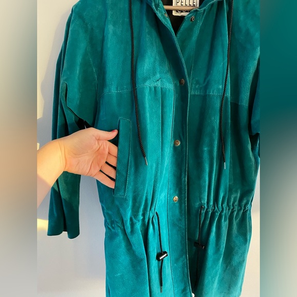Spring Vintage 80s Turquoise Suede Jacket - S-L - Picture 4 of 8